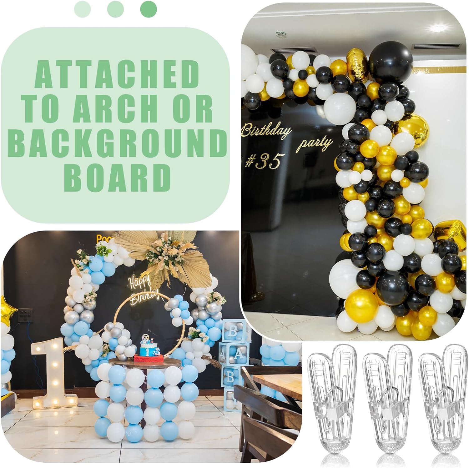 Plastic clips - pack of 20 - Balloon arch clips - Plastic spring clips - 2.4 inches - Sturdy clips - For balloon arch sets - Birthday decorations - Crafting — image 4