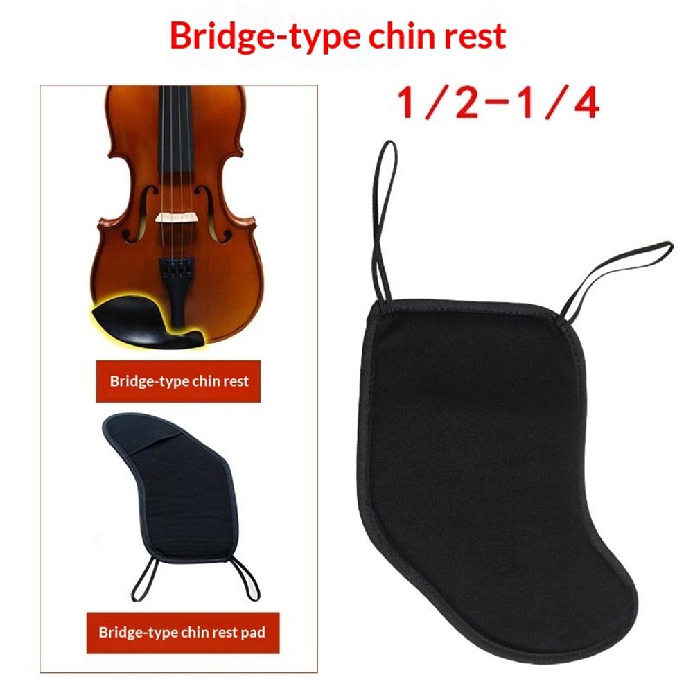 2 Pcs Violin Chinrest Pad 1/2 1/4 Cotton Chin Rest Cover Violin Shoulder to Practice, Black （Style 2) — image 2