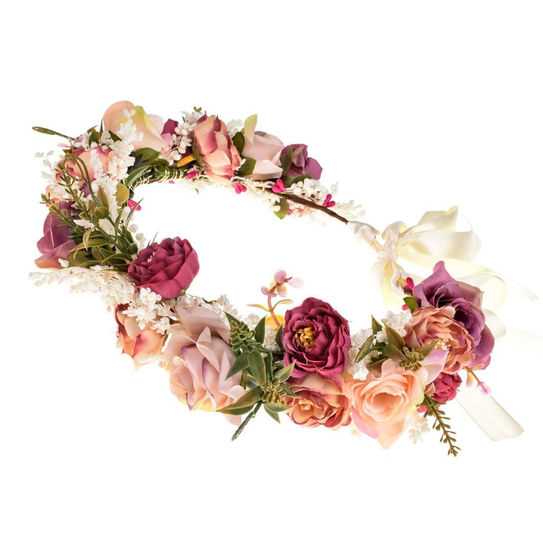 Wedding Flower Crown Girls Floral Headband Hair Wreath Garland Boho Halo Floral Headpiece Women Festival Party โ image 2