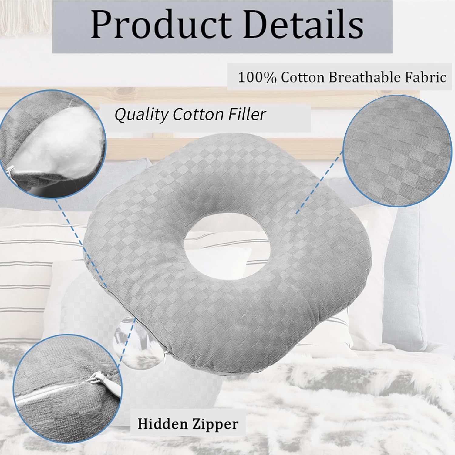 Ear Piercing Pillow for Side Sleepers, Pillow with an Ear Hole for Ear Pain Ear Inflammation Pressure Sores, O-Shaped Side Sleeping Pillow, Ear Guard Pillow โ image 3