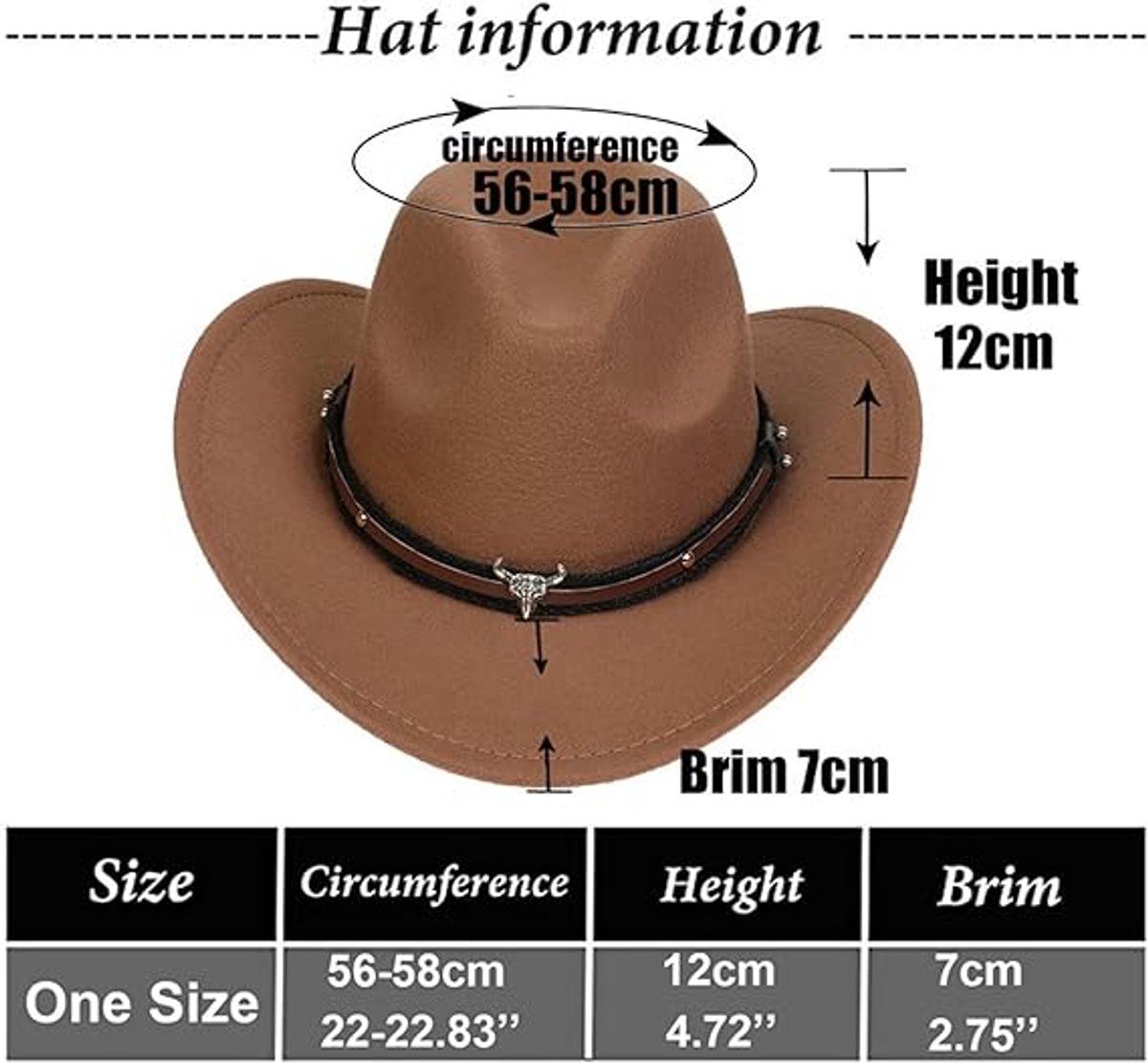 Western Cowboy Hat With Wide Brim Polyester Felt And Adjustable Inner Band For Men And Women Cosplay And Western Theme Parties Brown, 56 to 58 cm — image 2