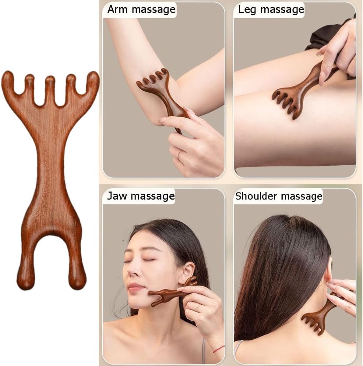 1 piece - Natural wooden nose gua sha massage tools - anti-static - wooden eye and face gua sha tool - manual face massage tool - multifunctional - portable โ image 3
