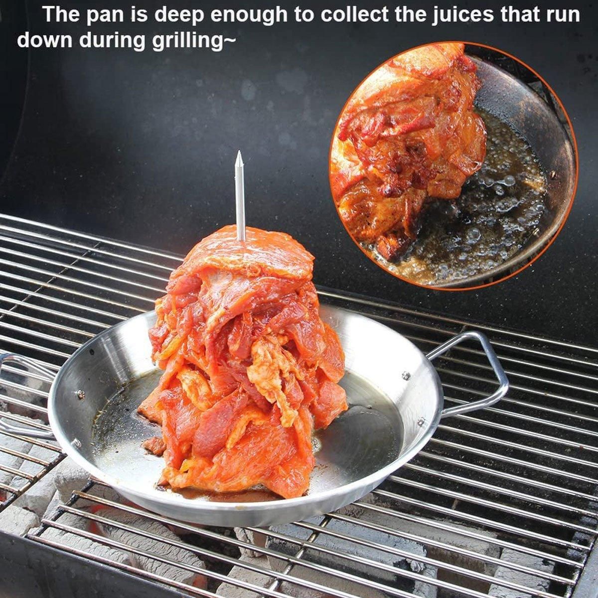 Stainless Steel BBQ Rotisserie Pan Kit Accessories with 3 Removable Iron Skewers — image 4