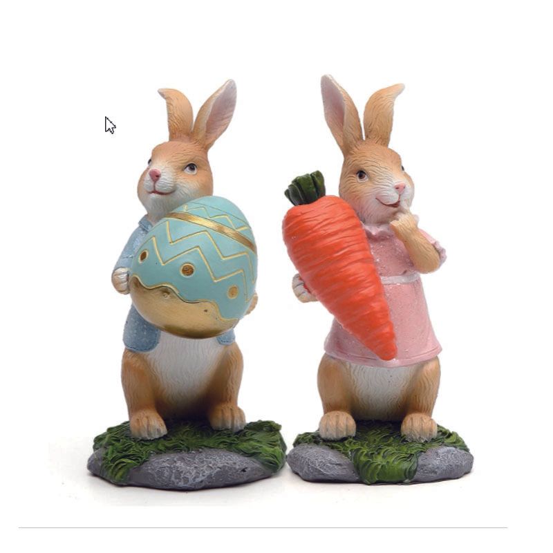 Easter Bunny Figurines with Carrot Cute Resin Bunny Rabbit Statue Resin Crafts Ornaments Easter Gifts for Children โ image 6
