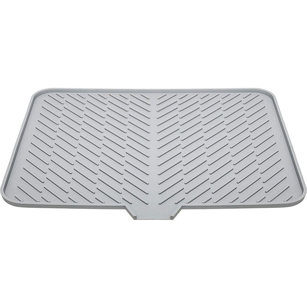Silicone Dish Drying Mat with Built-in Drain Lip - Hygienic Drying Pad - Sturdy Compact Easy to Clean Tray Protects Surfaces