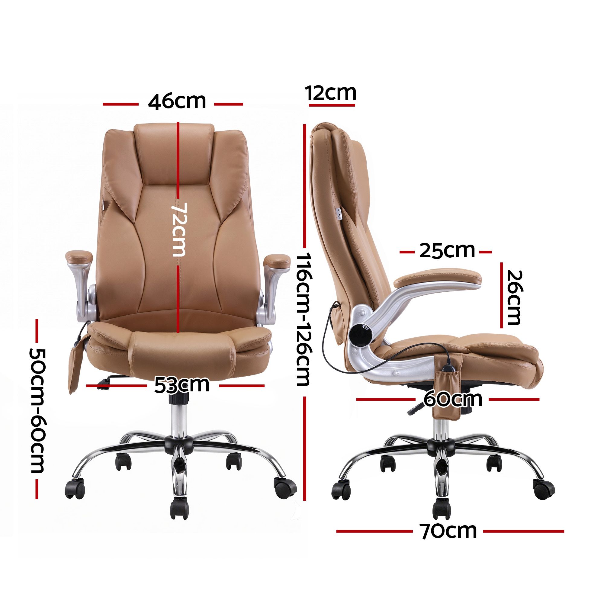 Artiss 8 Point Massage Office Chair PU Leather Brown — image 2