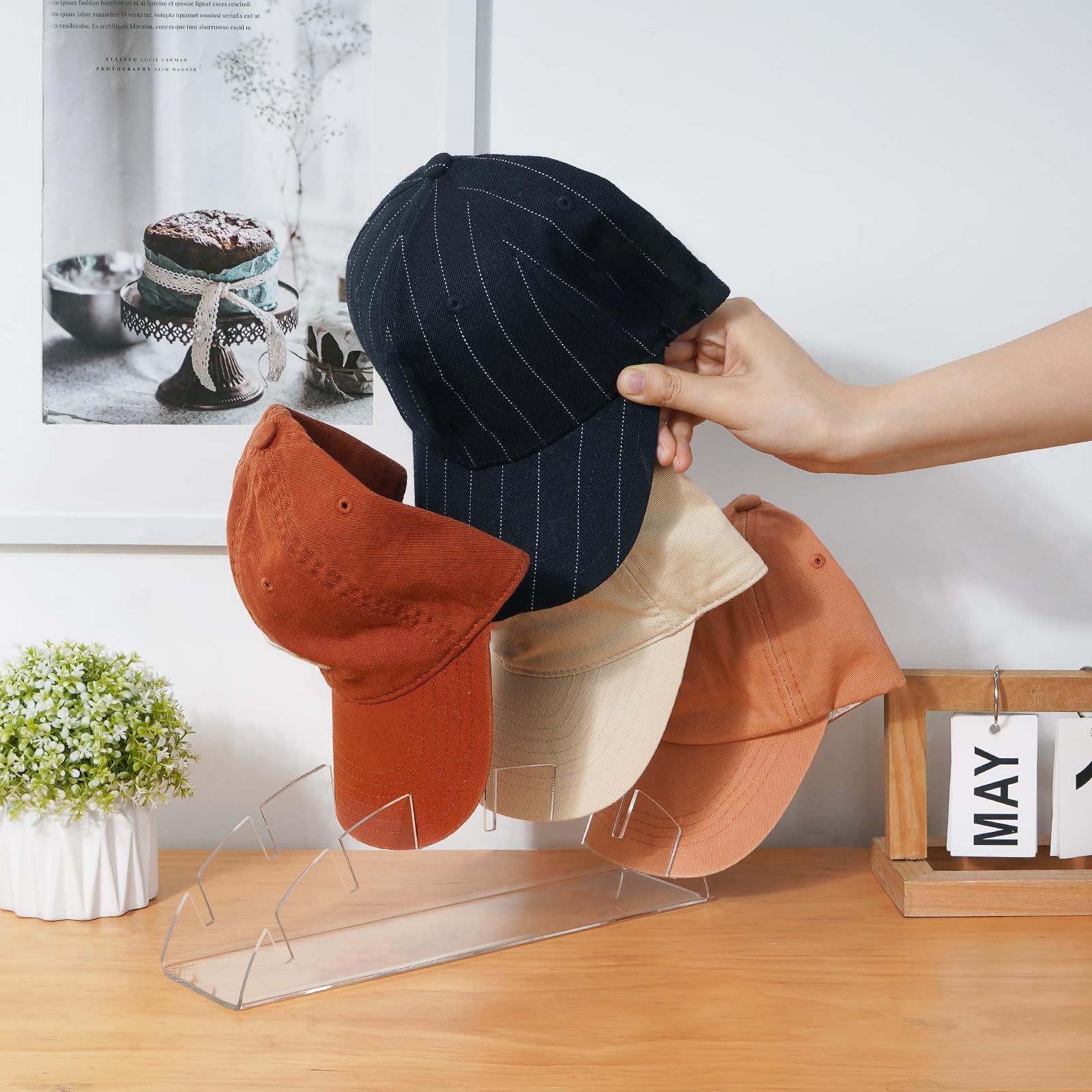 Hat Stand for Baseball Caps, 1Pcs No Install Acrylic Hat Racks Baseball Caps, Arch-shaped Hat Holder for Baseball Caps Display — image 3