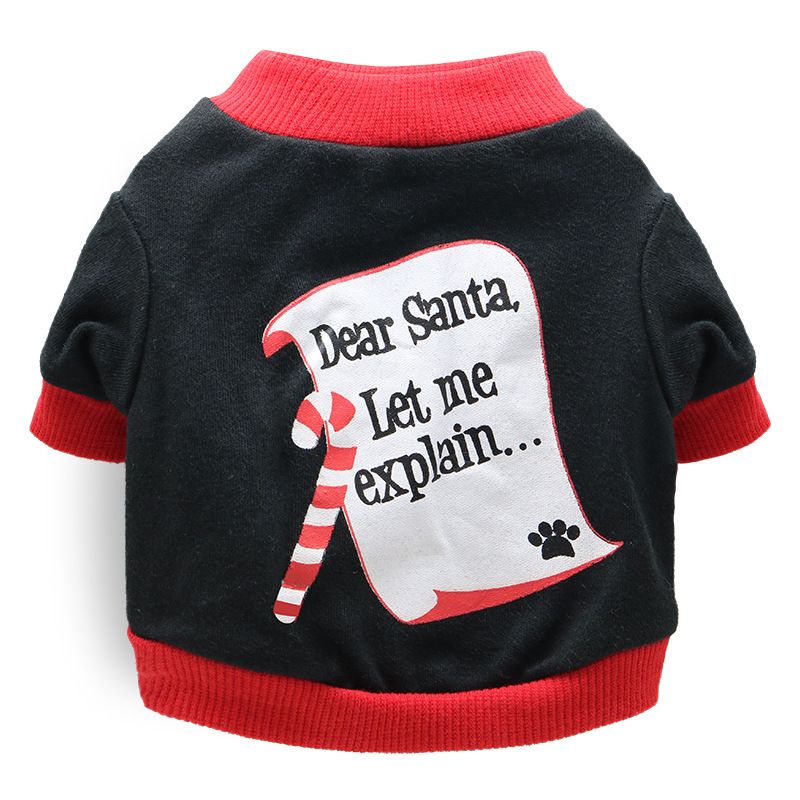 DROOLING DOG Pet Dog Cat Clothes Cotton T Shirt Black with Red Edge (Envelope) Size: S; Neck (cm): 24-28; Bust (cm): 32-38; Back length (cm): 22-25