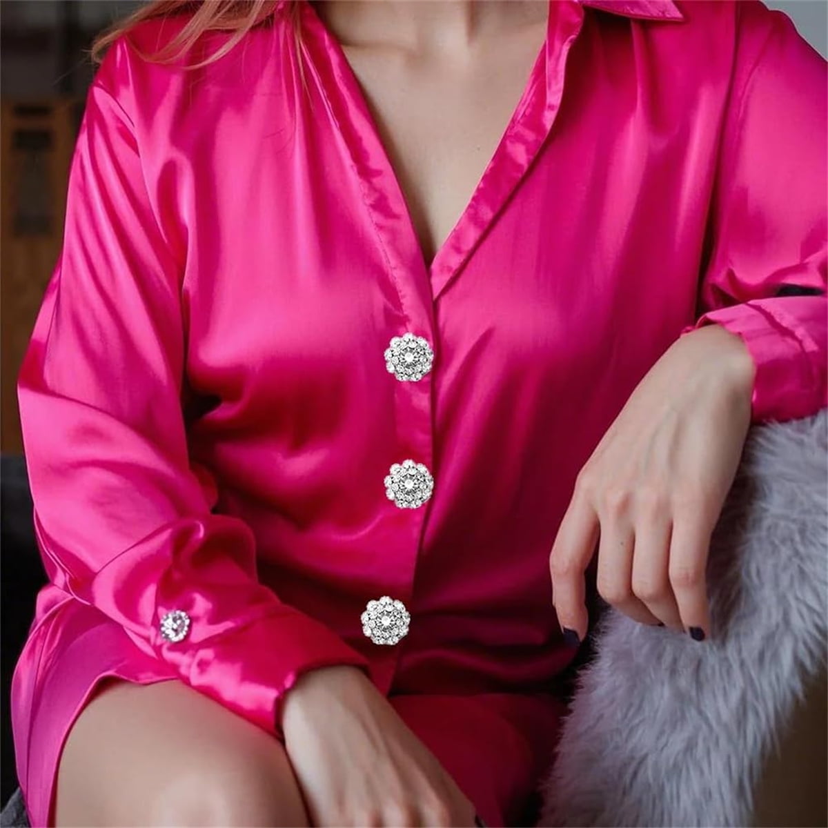 Rhinestone Button Cover 5 Pcs Golden Crystal Cover for Women Blouses Detachable Shirt Clips Buttons Crystal Fancy Buttons for Dress Suit Jeans Clothing DIY — image 6