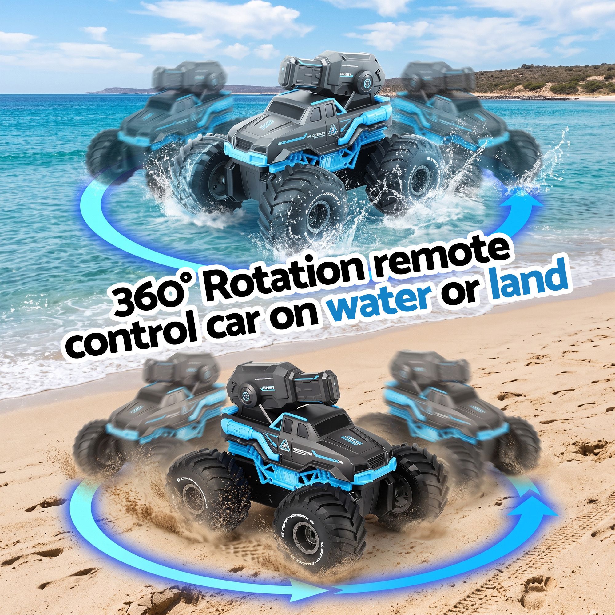 Keezi Kids Amphibious 2.4GHz Remote Control Car Boat with Water Spray Blue โ image 4