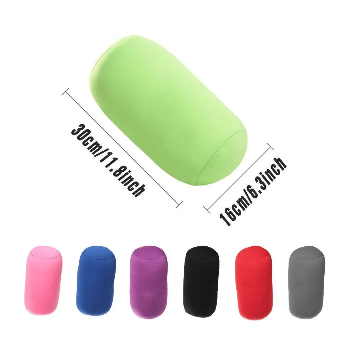 Solid Color Cylindrical Foam Particle Pillow Multi-Functional Neck Waist Support - Black — image 4