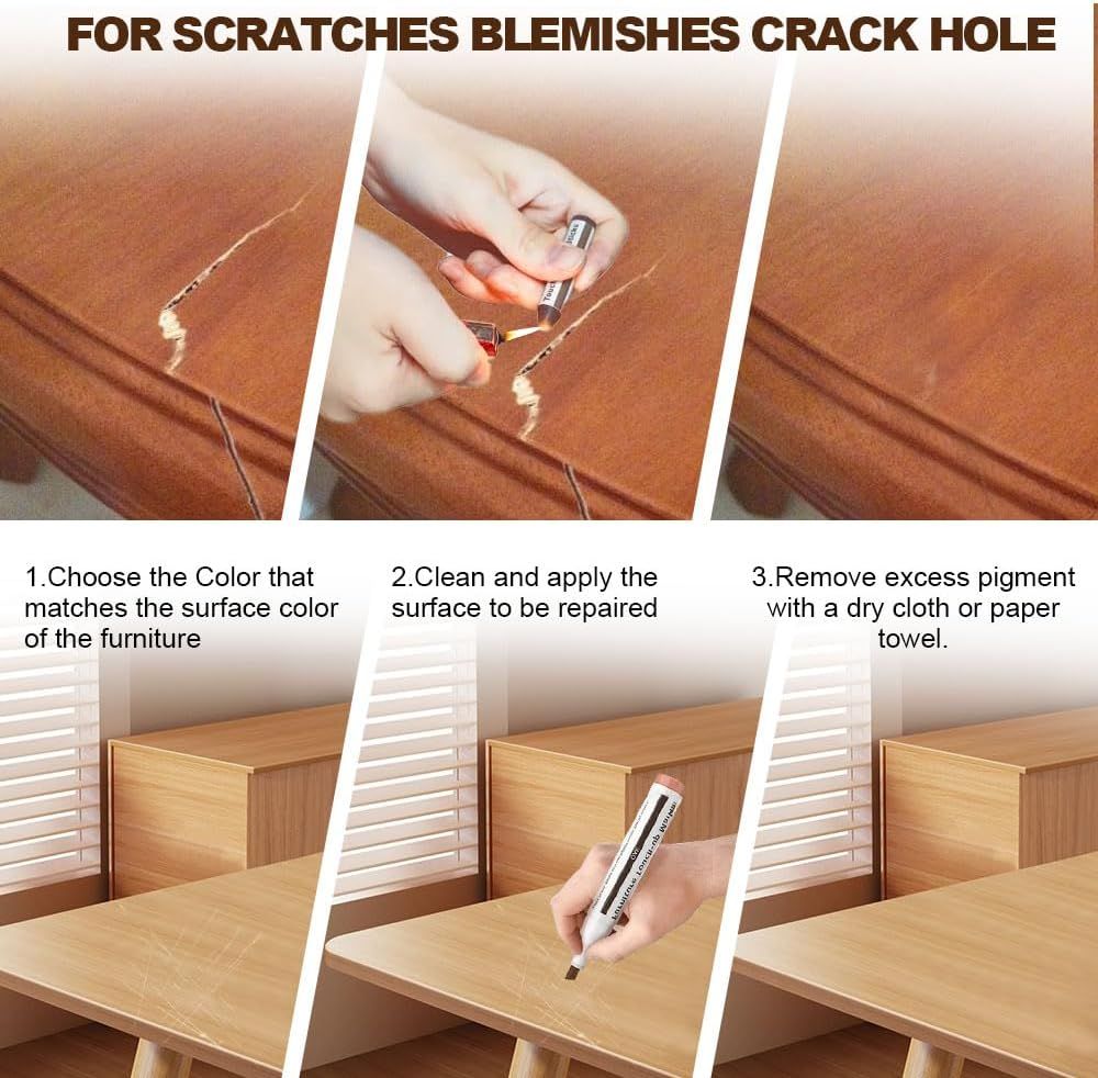 Repair Pen Wooden urniture loor Scratch Repair Markers and Wax Sticks Set o 21 or Stains, Scratches, Wood loors, Tables, Desks, Carpenters, Bedposts, Touch — image 5