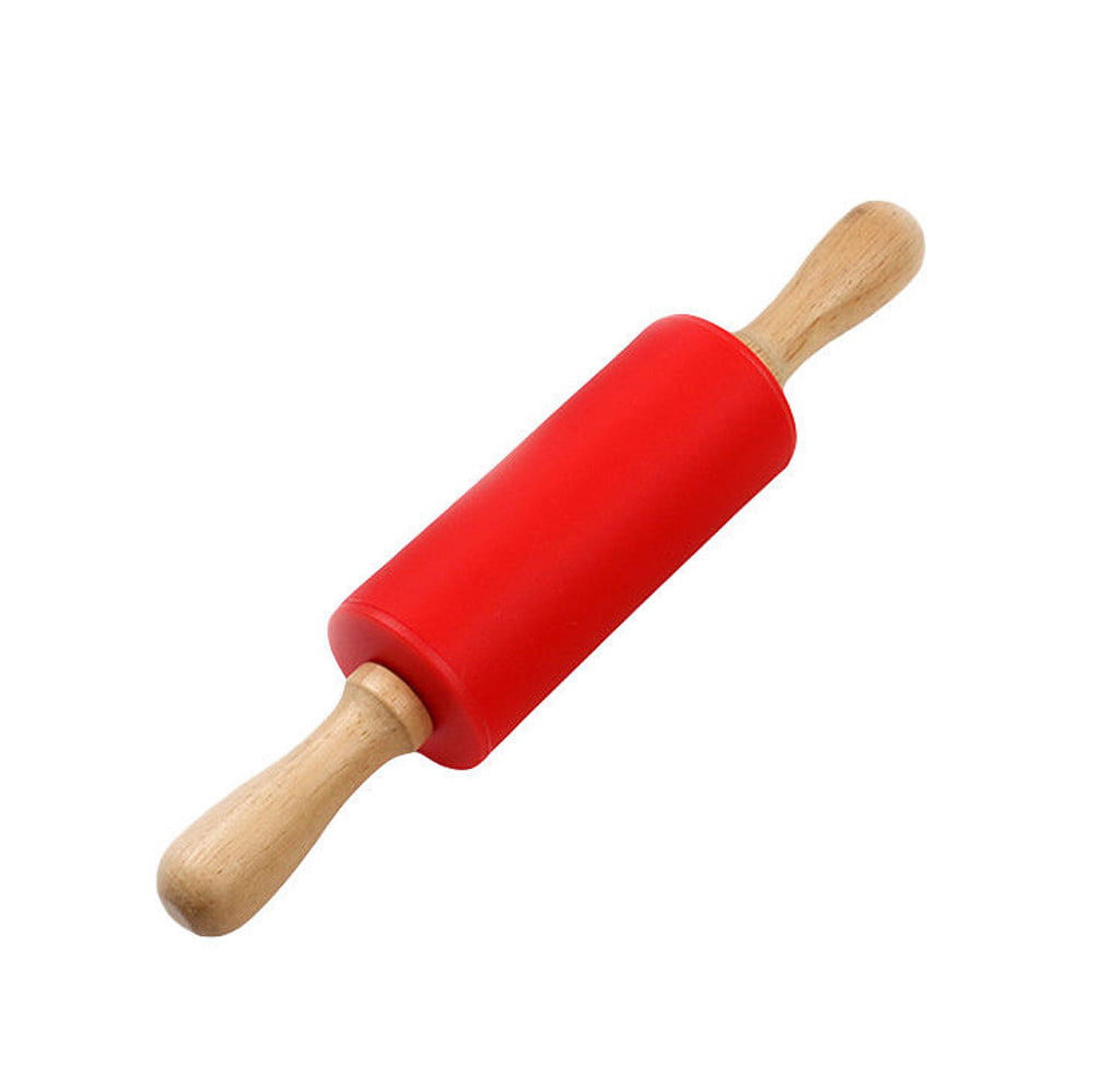 Mini Silicone Rolling Pin, Small Dough Roller with Wood Handle, Non-stick Rolling Pins with Handle, for Craft Kitchen Dough Cookie Pastry Fondant Cake, 1 Pcs โ image 2