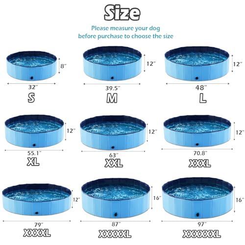 63*12in Foldable Dog Pet Bath Pool Collapsible Dog Pet Pool Bathing Tub Teen Pool Doggie Wading Pool for Puppy Small Medium Large Dogs Cats and Teen - Blue โ image 4
