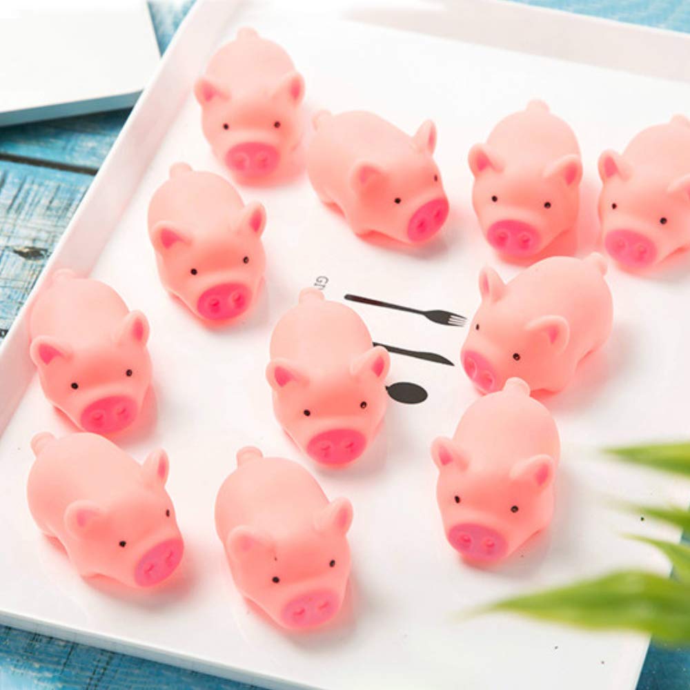 20 PCS Mini Squishies Pig Bath Toys, Pink Rubber Squeaky Baby Bathtub Toys for Baby Shower Party Favors โ image 6