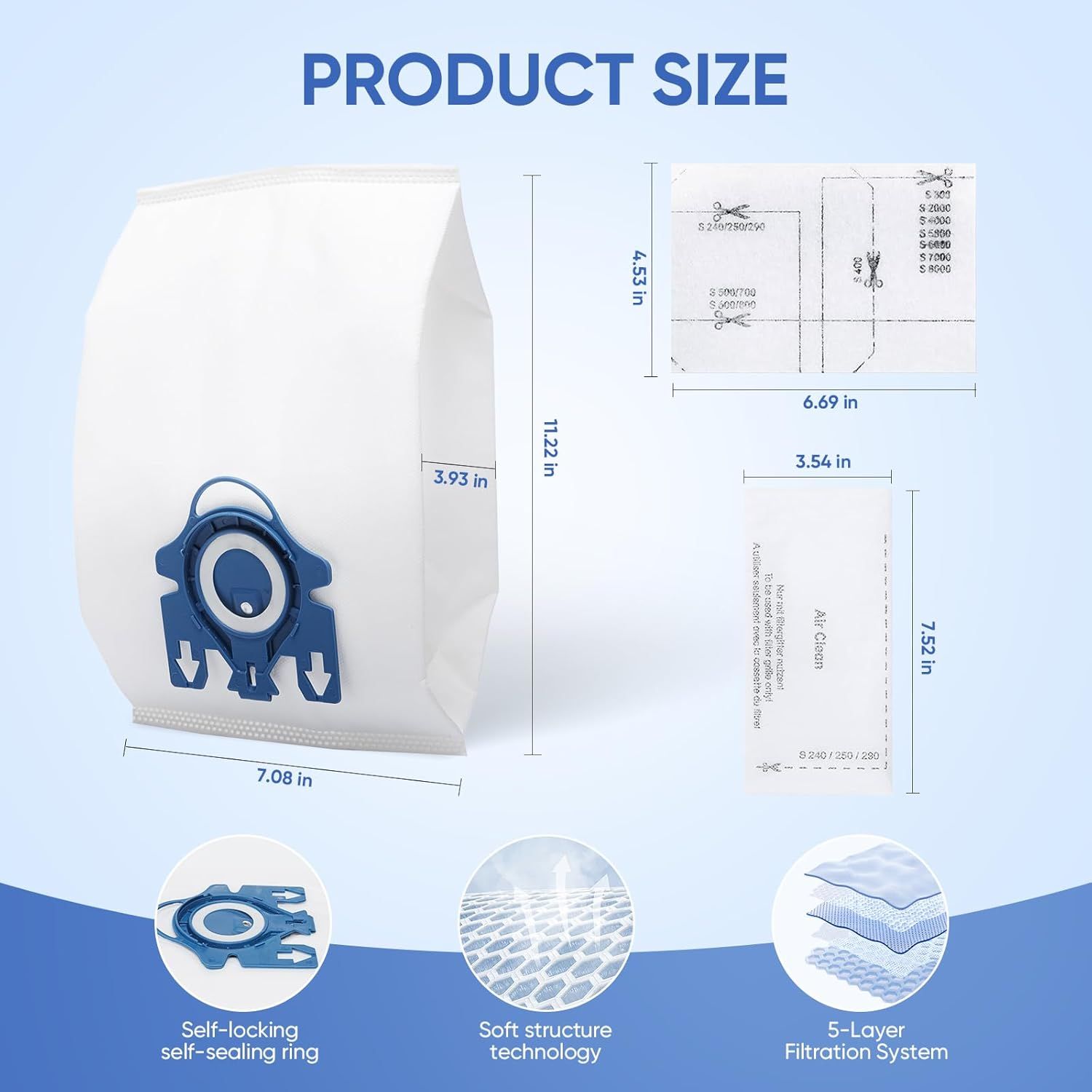 Replacement GN Vacuum Cleaner Bags Compatible with Miele Classic C1,Complete C2, Complete C3, S227/S240, S270,S400,S2,S5,S8 Series Canister Vacuum Cleaner (6 — image 2