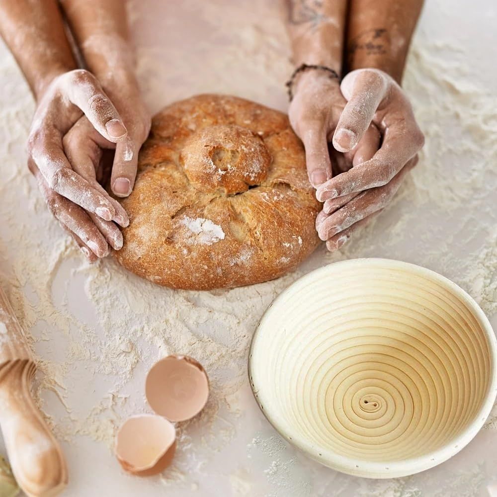 Bread Proofing Baskets Round Dough Proofing Bowls w/Liners Perfect for Home Sourdough Bakers Baking — image 4