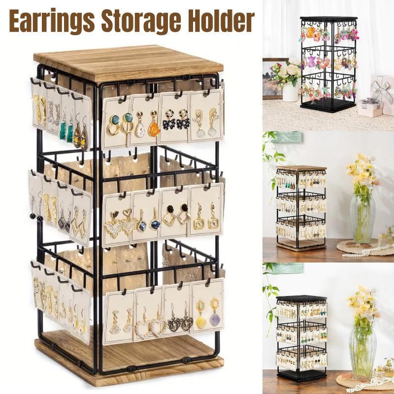 Iron Desktop Earrings Display Organizer Jewellery Stand Holder for Home Storage - Black β image 2