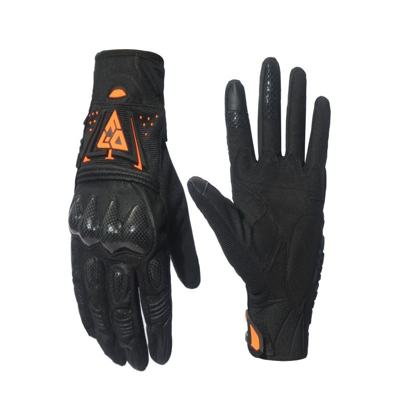 FISD Touchscreen Cycling Gloves Carbon Leather Off Road Fist orange