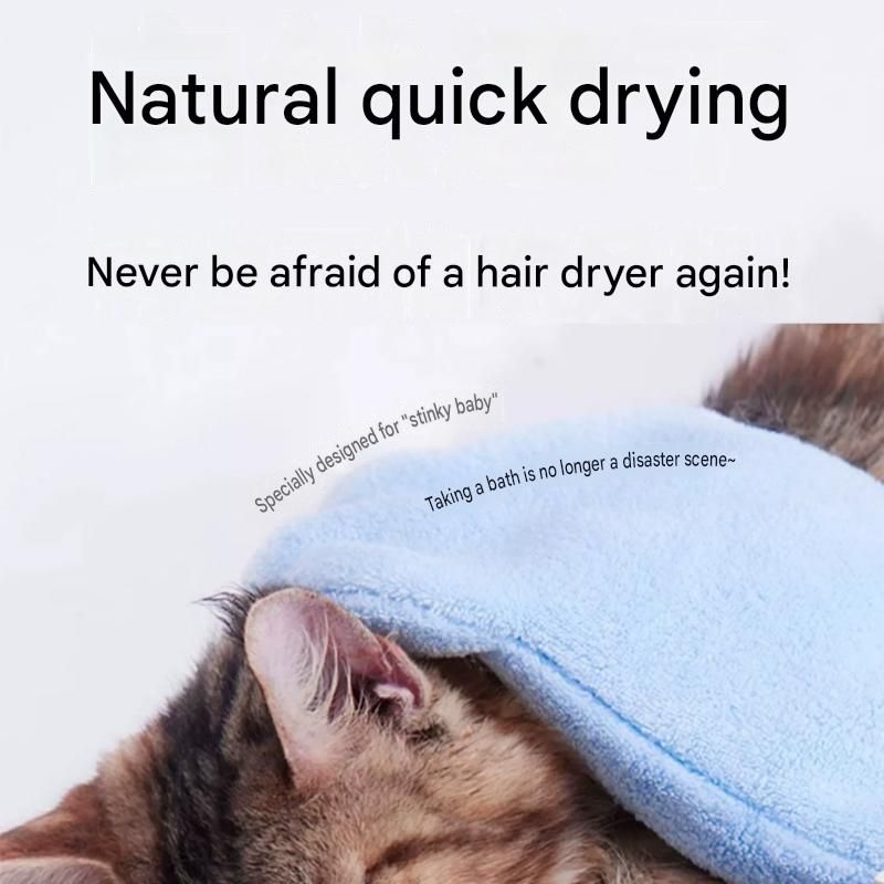 2-piece Blue Quick-drying pet grooming glove towel; made of soft, highly absorbent coral fleece; suitable for drying dogs and cats after bathing โ image 4