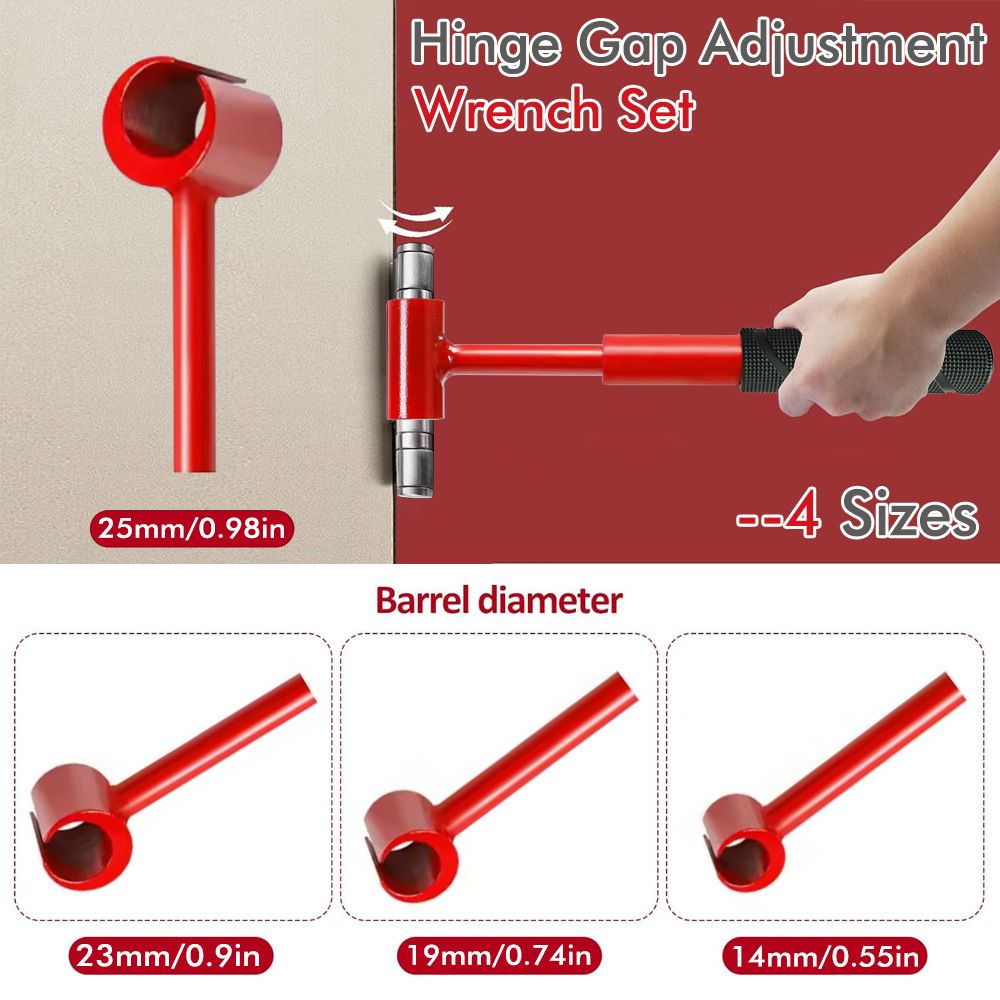 4 in 1 Door Hinge Adjustment Wrench Set - Heavy Duty Hinge Bender Tool with 14, 19, 23 and 25 mm Heads, Comfort Grip and Storage Pouch for Door โ image 3