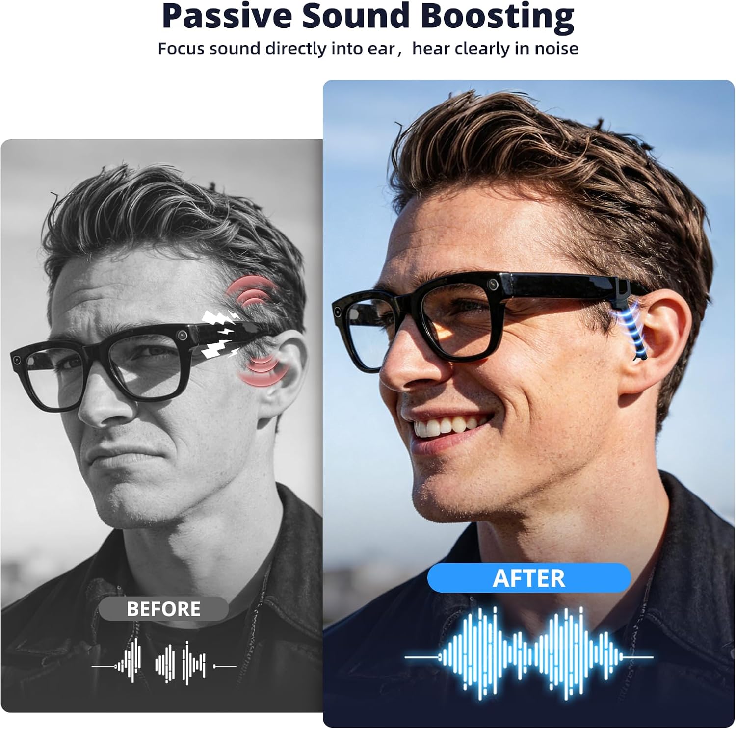 Volume Boost | Privacy Ear Tips for AI & AR Glasses (1 Pair), Silicone Passive Audio Amplifier Compatible for Ray-Ban Meta Wayfarer (& Gen2), Skyler, Headliner — image 2