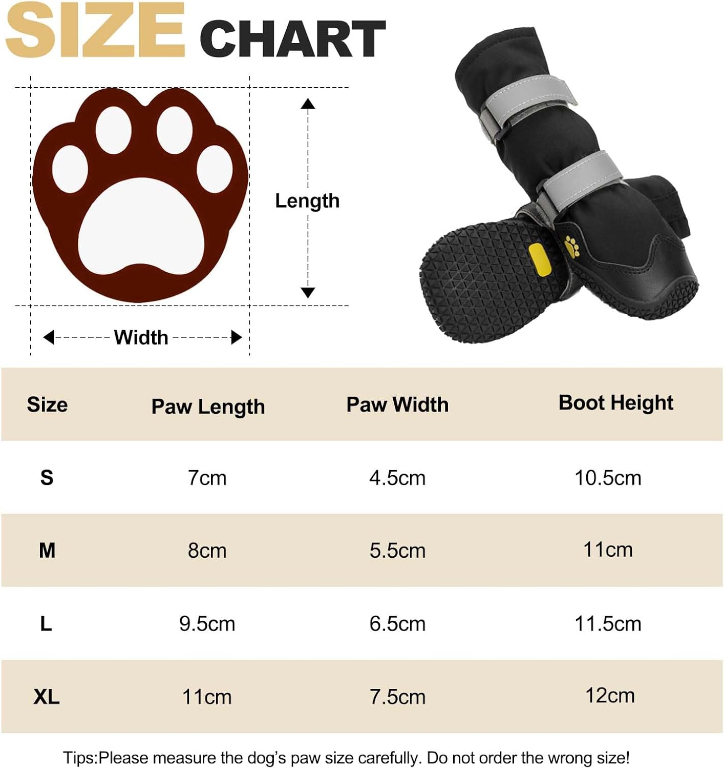 Anti-slip dog shoes with reflective strips, high waterproof dog boots, durable leather rubber sole dog paw protectors for small, medium and large dogs, 4 — image 6