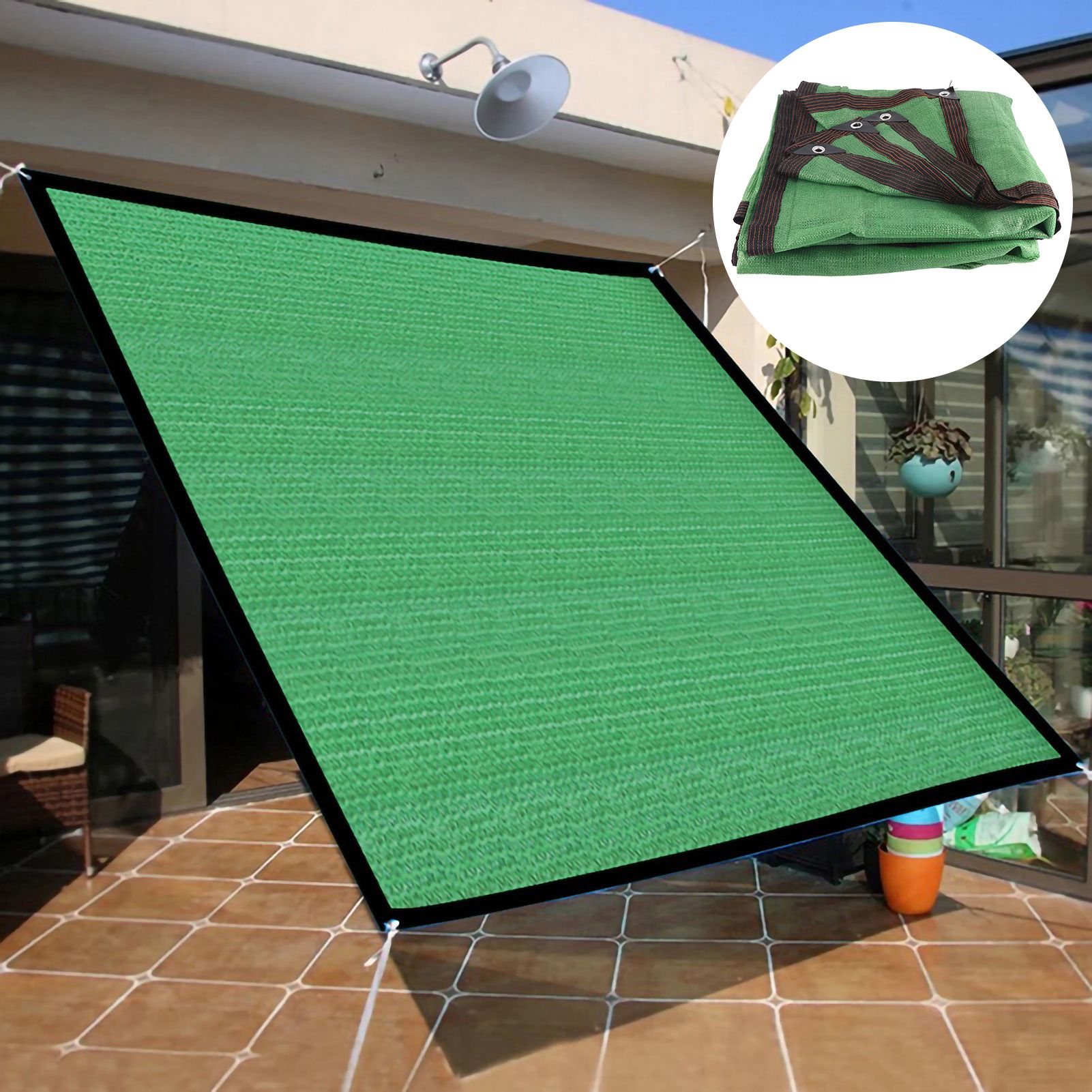 Sun Shade Sail Breathable Farbic Canopy Awning Shelter Rectangle UV Block Canopy for Patio Backyard Lawn Garden Green 2x4m / 6.6x13.1ft โ image 5