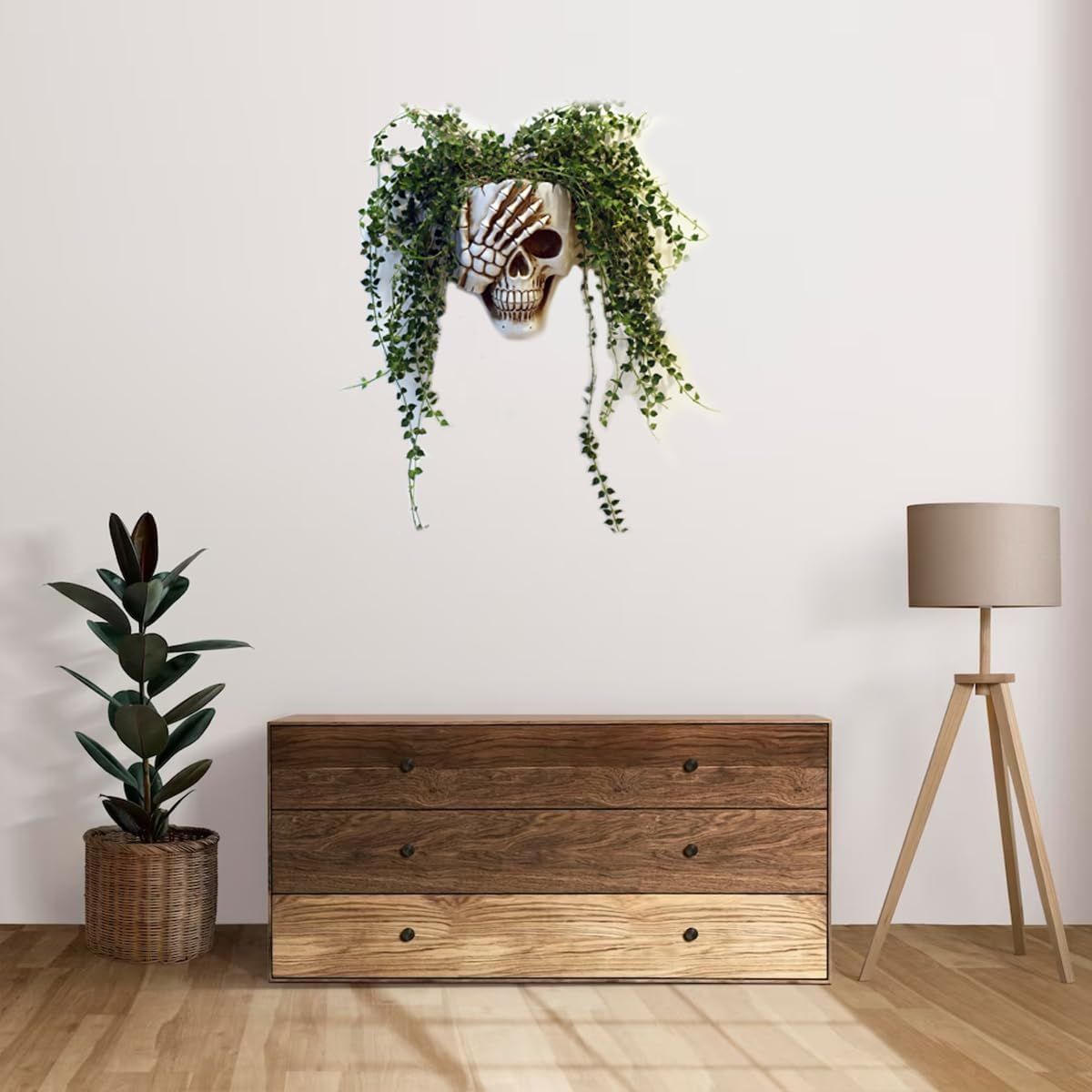 Skull Wall Planter for Home Décor, Resin Skeleton Gothic Planter for Indoor Outdoor Plants Decorations, White — image 2