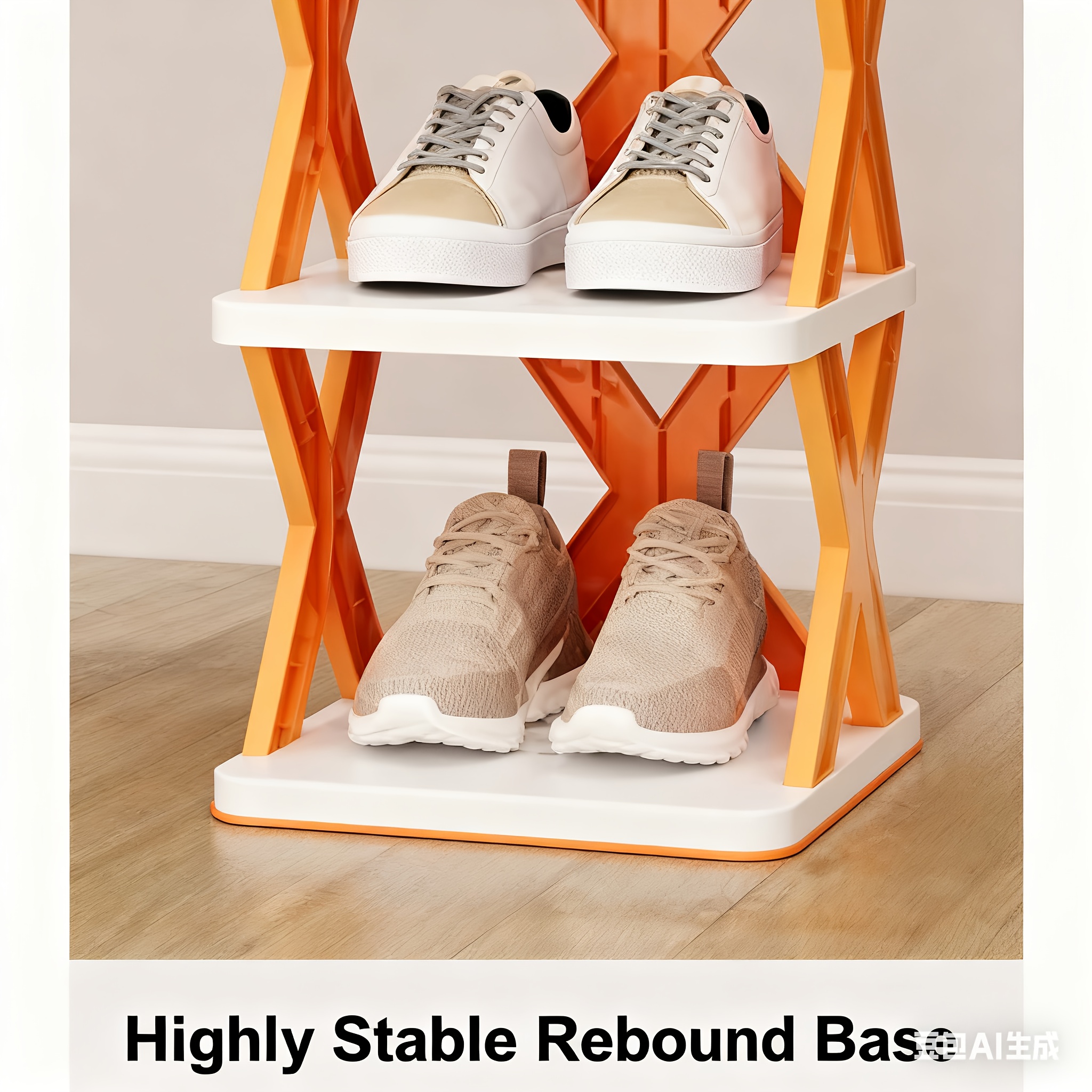 6-Tier Foldable White/Orange Shoe Rack, space-saving vertical design for entry halls, living rooms, bedrooms, closets, balconies—an essential organizing — image 3