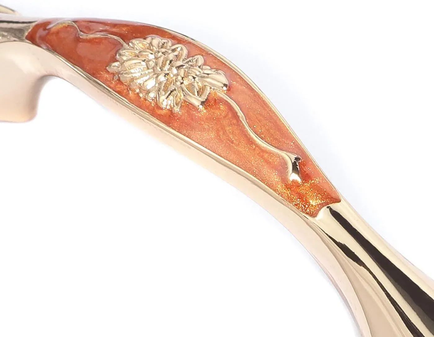 3 Pack Floral Cabinet Pull Handles, Solid Zinc Alloy Hardware, 3.8 In Hole Distance, Brown Amber โ image 2