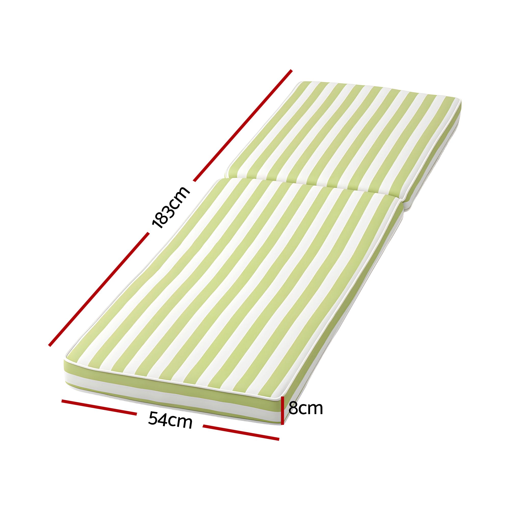 Gardeon Outdoor Chaise Lounge Cushion Lounge Chair Pad Sunbed Mattress Green — image 2