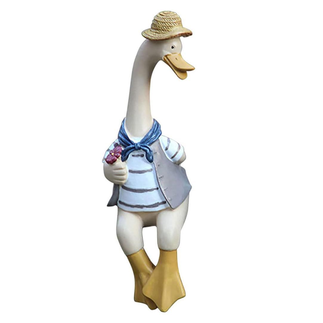 Garden Statue Couple Duck Statue Outdoor, Garden Duck Ornaments Resin Couple Duck Statue Yard Art Crafts Decor for Lawn — image 3