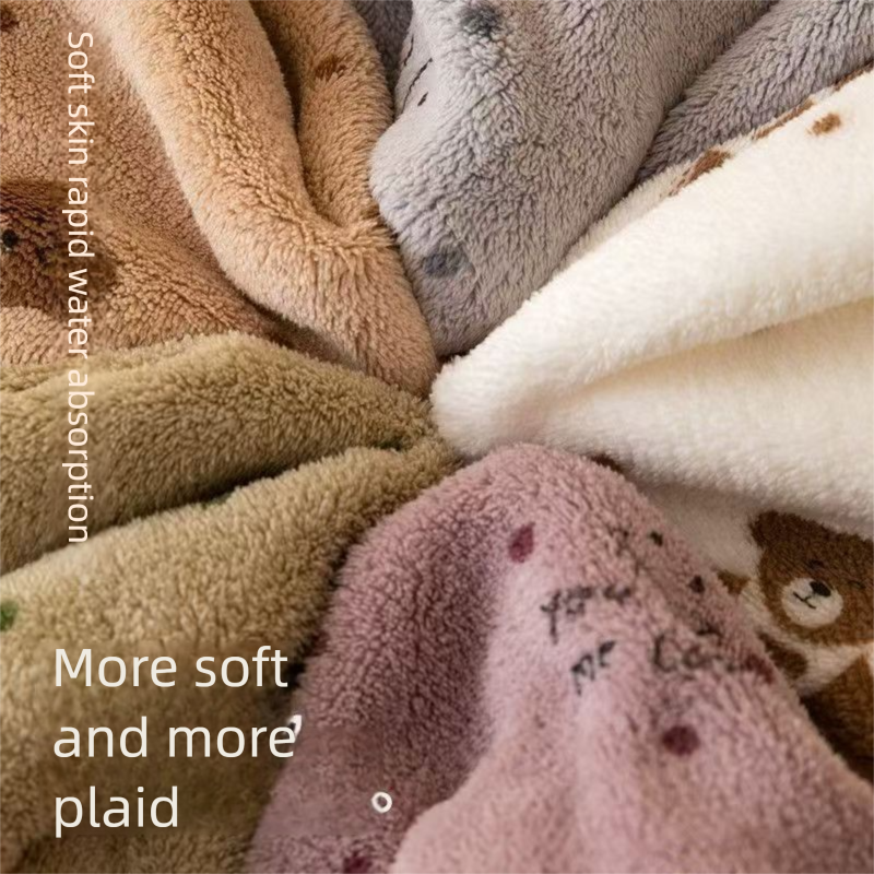5-Pack Coffee color Soft Absorbent Face Towels with Bear Pattern Design – Quick-Drying Plush Towel Set for Bath and Daily Use — image 2