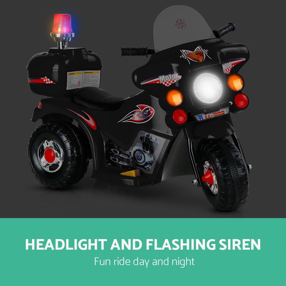 Rigo Kids Electric Ride On Police Motorcycle Motorbike 6V Battery Black — image 5