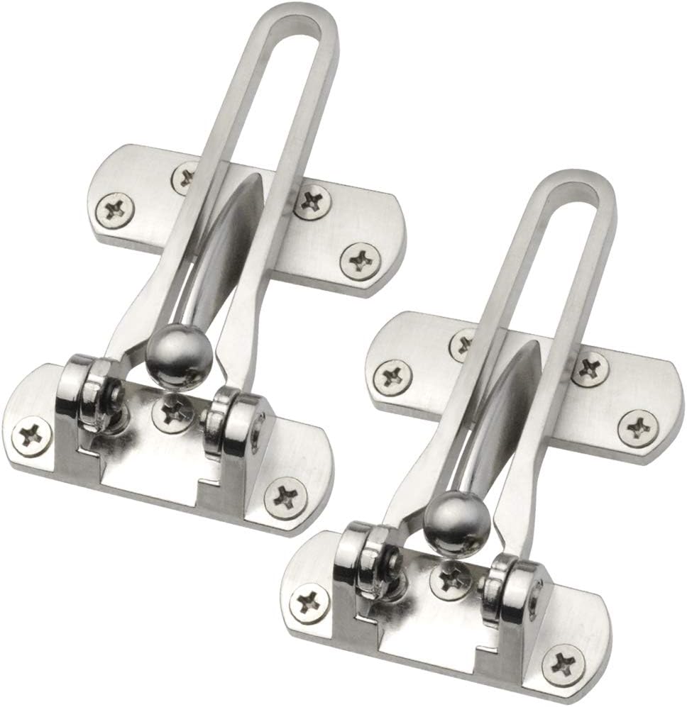 Home Security Door Lock, 2 Pack Latch Guard Clasp Front Door Locks for Kids, Home Reinforcement Lock for Swing-in Doors, Hotel Door Latches, Thicken Solid