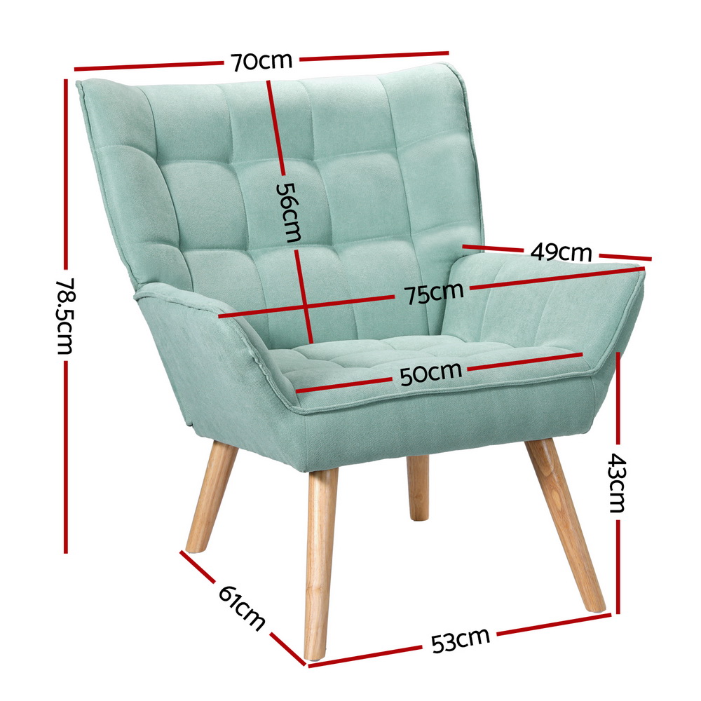 Artiss Armchair Lounge Chair Accent Chairs Sofa Linen Fabric Cushion Seat Blue — image 2