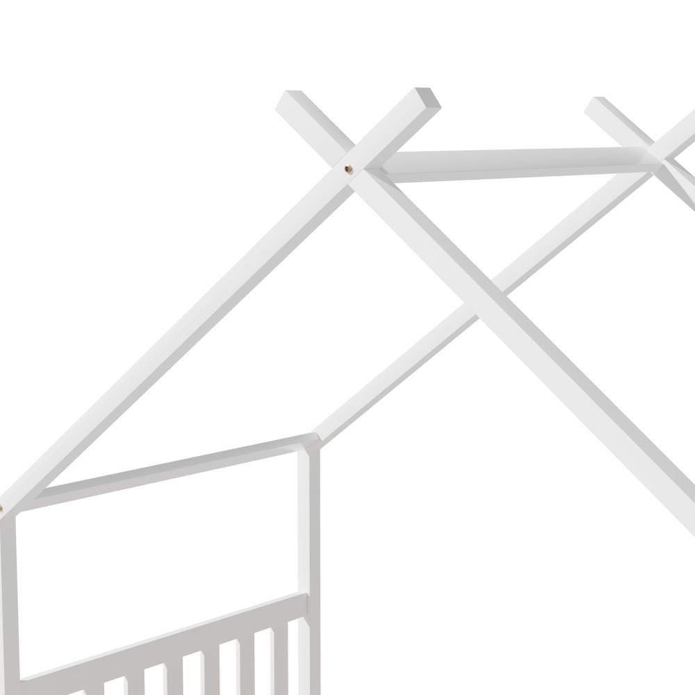 Artiss Bed Frame Wooden Base Kids Single Timber House Beds White — image 5
