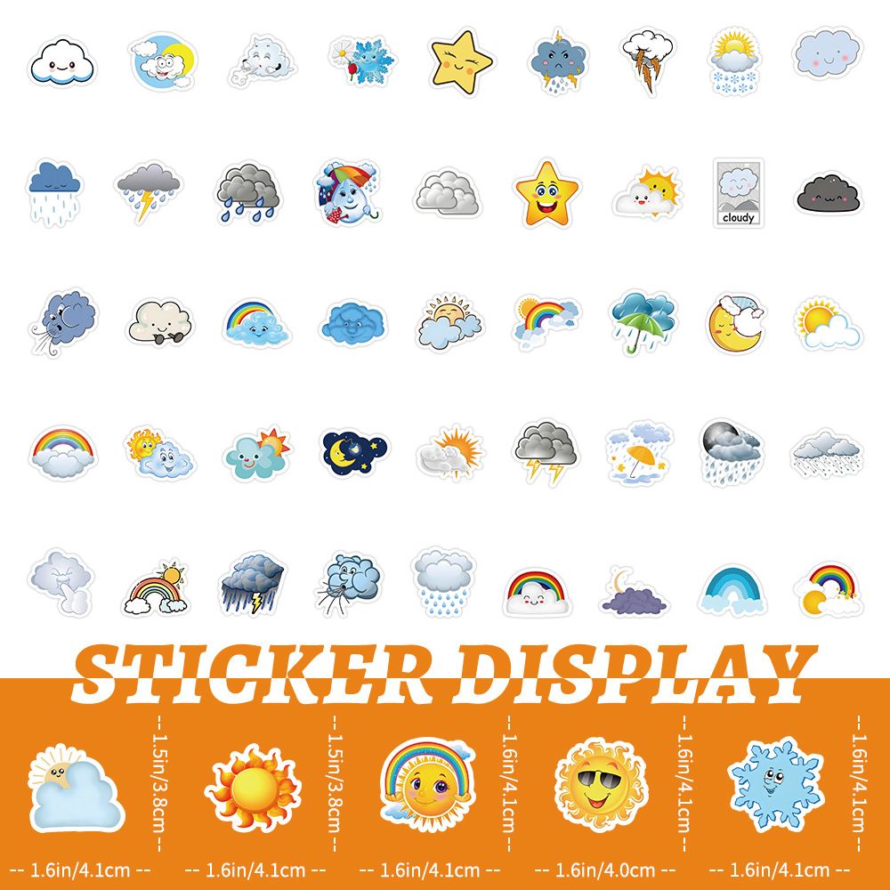 Pack 100 pcs Weather Cloud Stickers for Water Bottles Waterproof Laptop Luggage Computer Cups Scrapbooking Teens Adults Girls Cute — image 4