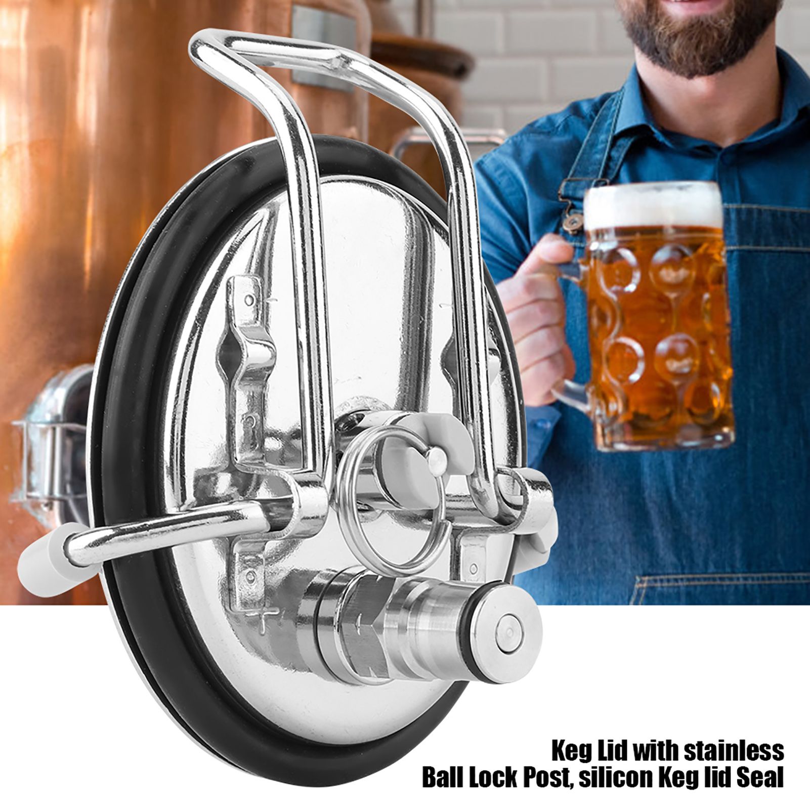 Homebrew Cornelius Style Keg Carbonation Keg Lid with 0.5 Micron Diffusion Stone โ image 3