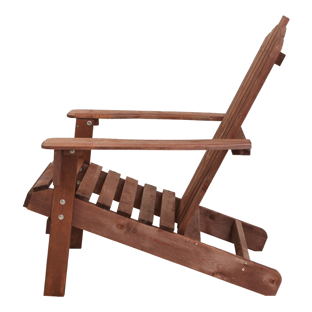Gardeon 3PC Adirondack Outdoor Table and Chairs Wooden Beach Chair Brown โ image 4