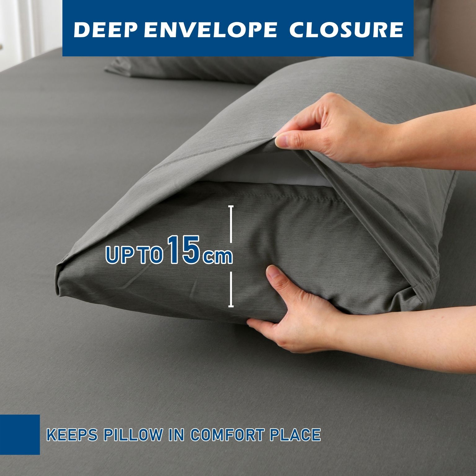 3 Piece Hotel Bamboo Cooling Sheet Set -Ultra Soft 2000TC Breathable Bed Sheets Set with 37 Centimetre Deep Pocket-Cooling Sheets for Hot Sleepers(Grey,King — image 5