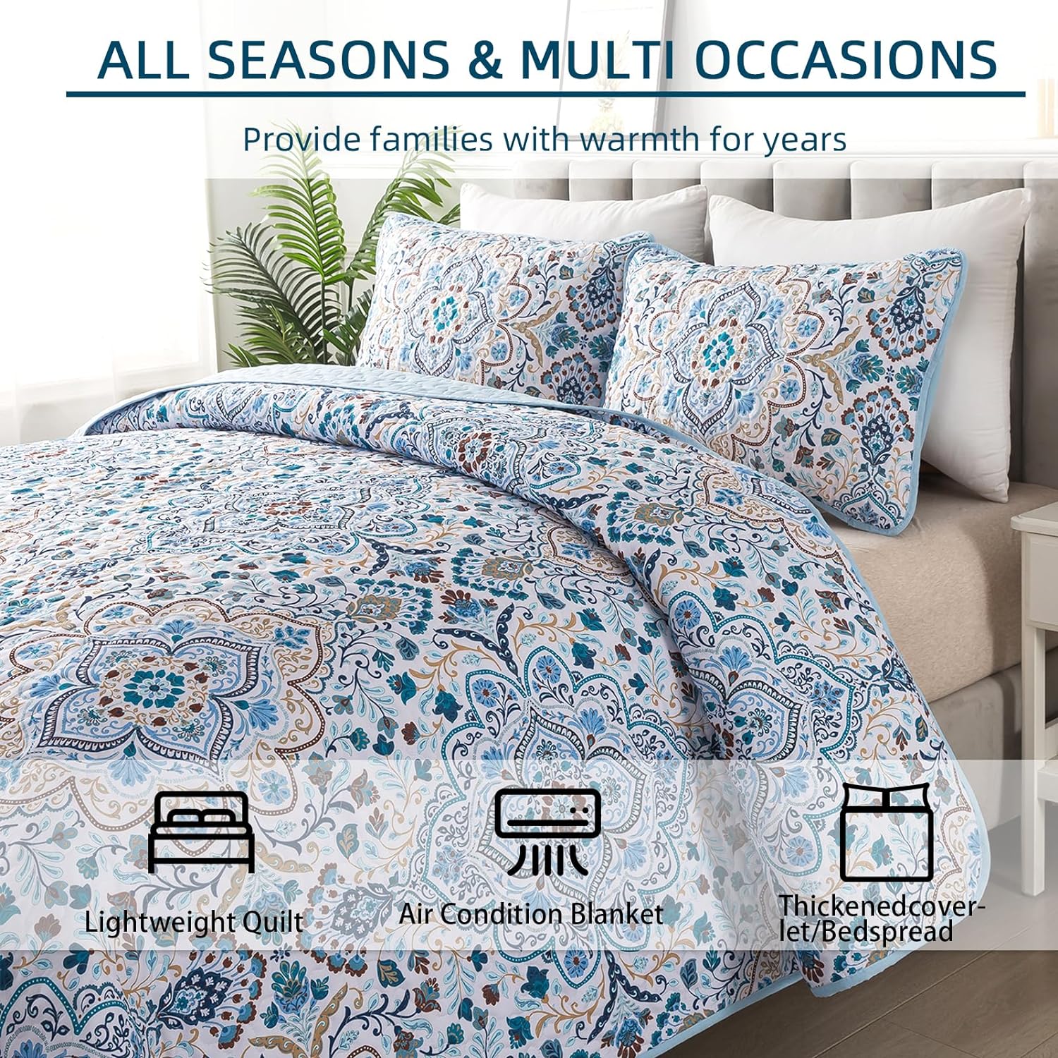 Tasteful Quilted Bedspread and Pillowcases Set: Subtle Sophistication for Your Space - Queen size — image 3