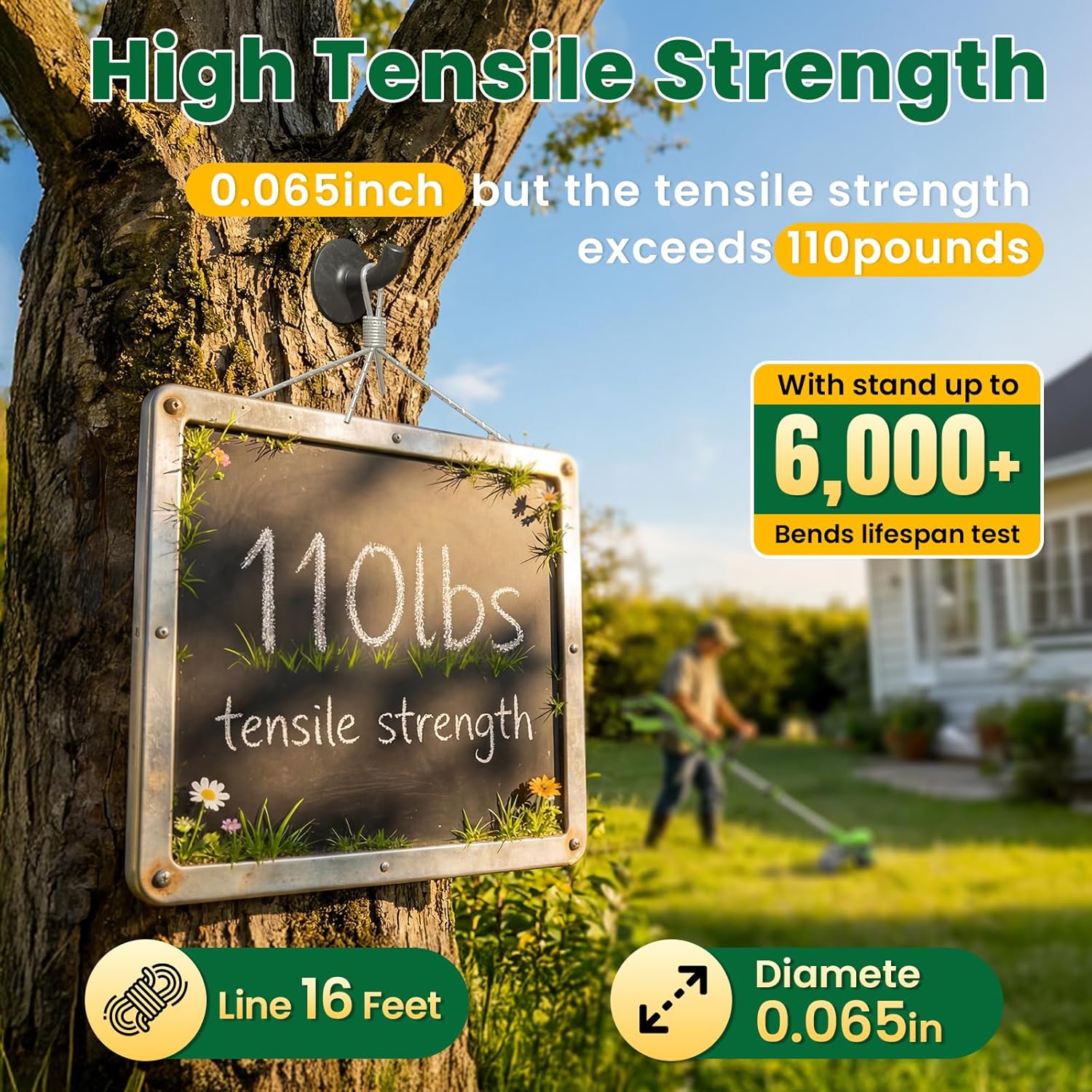 Trimmer String Spool Compatible with Greenworks, 0.065" 16Ft Single Line Auto-Feed String Trimmer Spools for Greenworks Weed Eater, Weed Wacker String — image 6