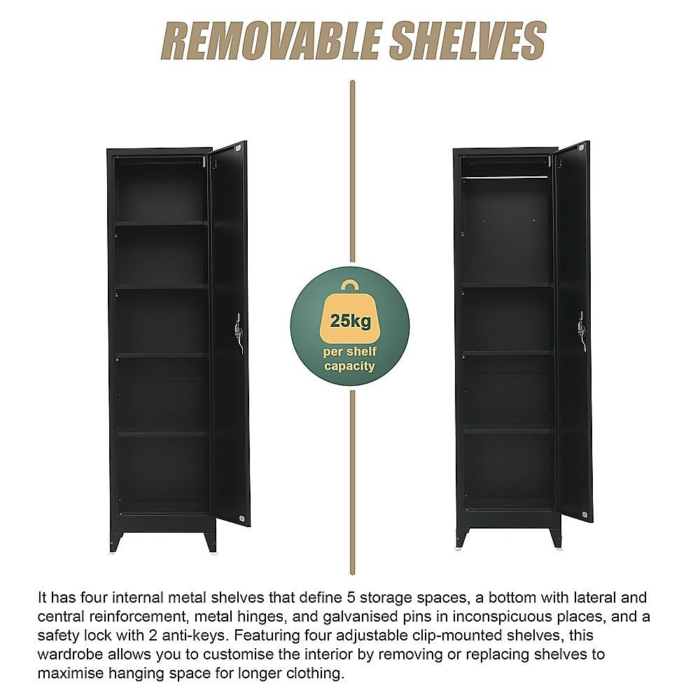 Single-Door Metal Tall Cabinet Shelf Storage for Home Office Gym โ image 5