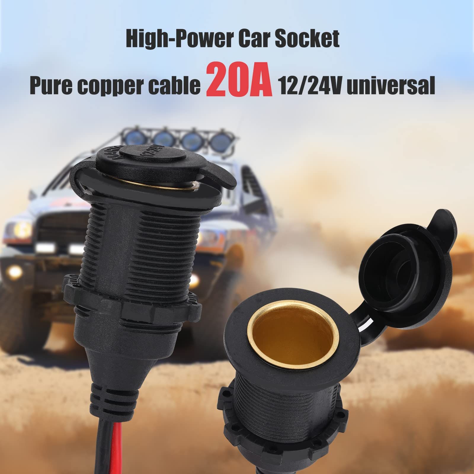 Lighter Socket Extension Cable with Perforated Terminal Direct Battery Type car Cigarette Lighter Adapter Heavy Duty Cable — image 2