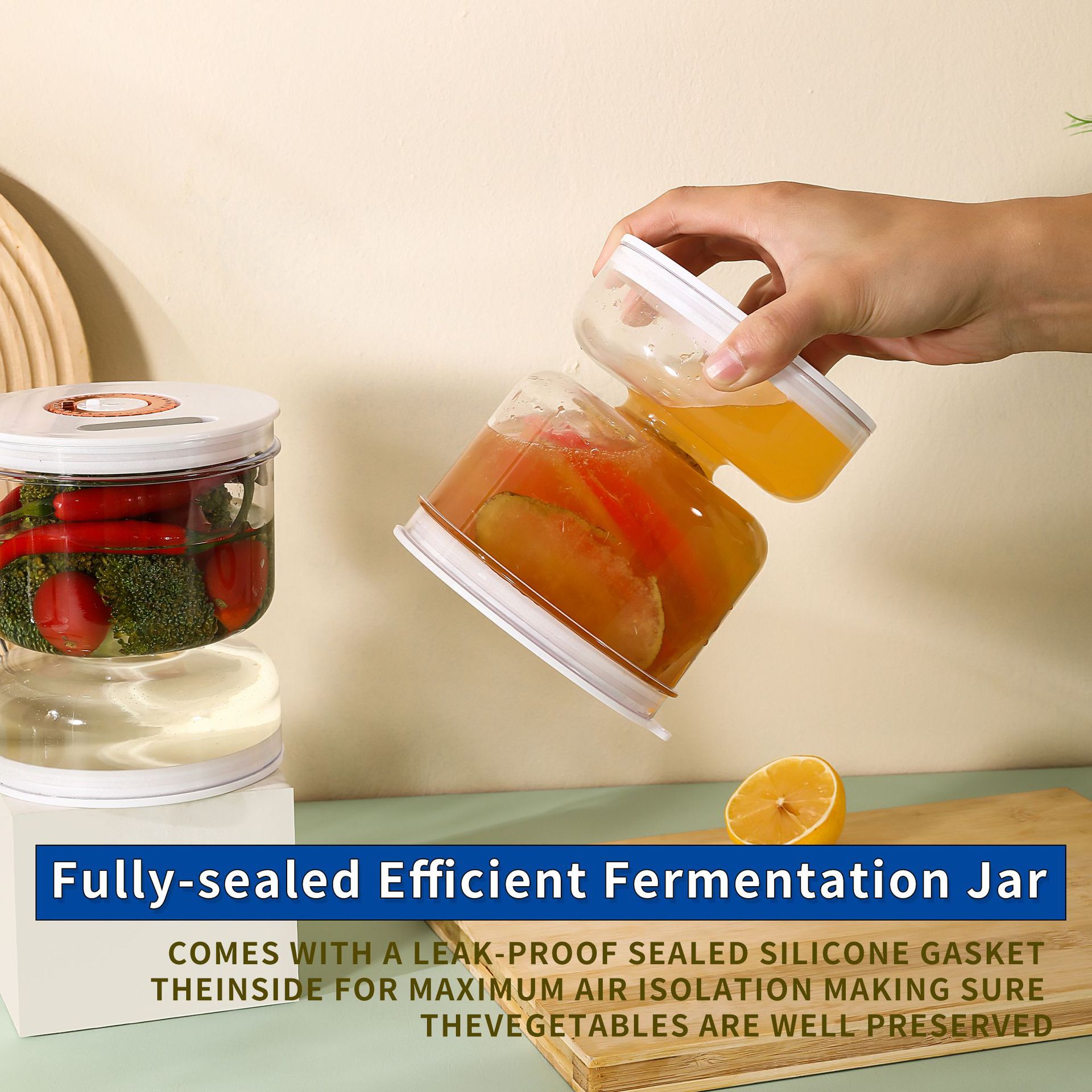 Food-Grade Pickle Hourglass Jar with Strainer Flip - 200ml Compact Kitchen Wet and Dry Separation Container for Olives, Jalapeños & Pickles — image 2