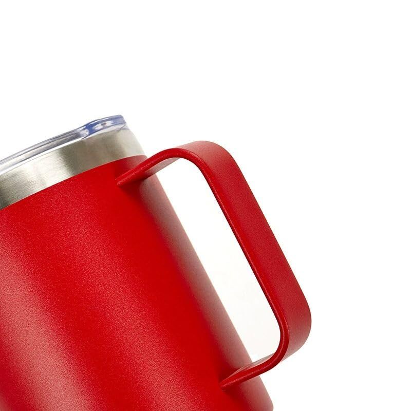 12 oz Insulated Stainless Steel Coffee Mug, Vacuum Insulated Double Wall Travel Cup with Lid and Handle, Red — image 2
