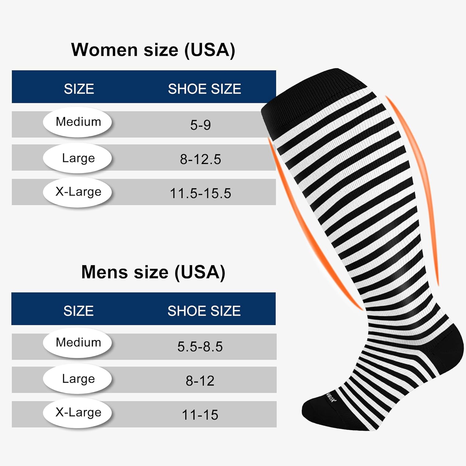 Pl Size Compression Socks Wide Calf Men&Women 20-30 mmhg Knee High Support Socks for Medical, Nurse, Diabetic — image 2