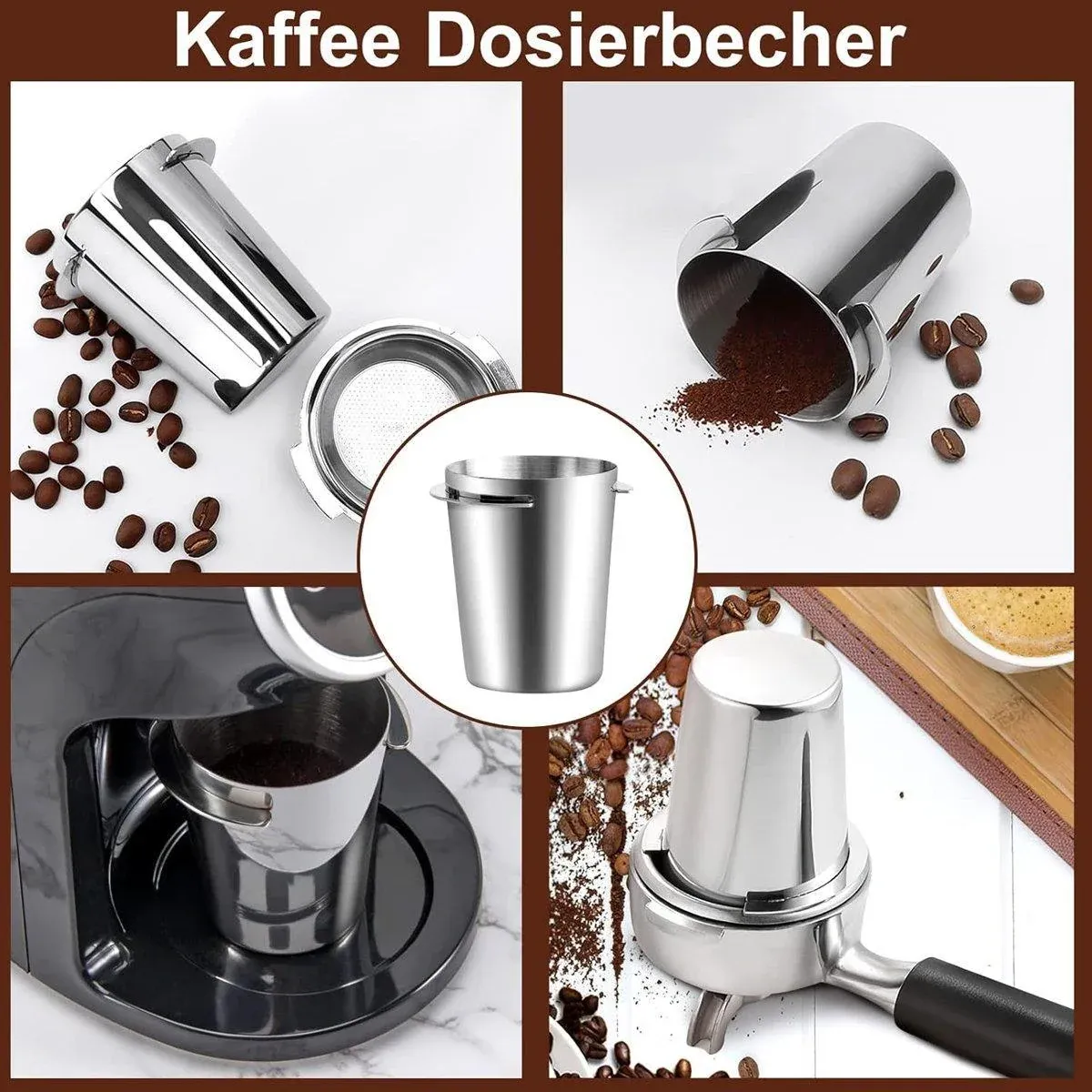 58mm Stainless Steel Coffee Catchers Coffee Maker Handle Accessories Durable Use - Black โ image 5